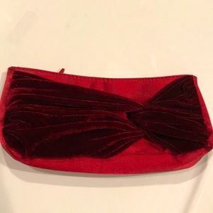 New vintage Avon Y2K 90s wine satin velvet zip clutch dress purse evening bag